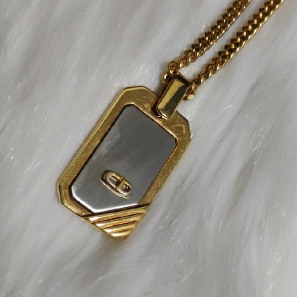Authentic Dior 3D CD Initial Gold/Silver Pendant Necklace - Picture 7 of 12